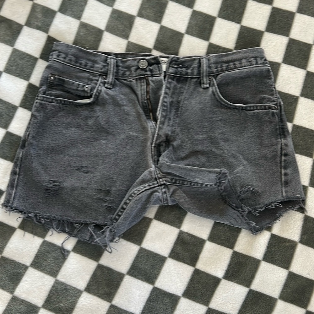 Women’s black distressed jean shorts